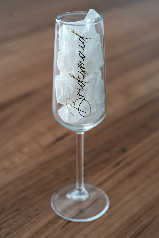 personalised champagne glass, for bridesmaid or maid of honour. gifts for bridal party